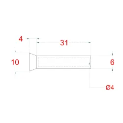 Lepiaci úchyt pre lanko ø 4 mm, brúsená nerez AISI 304 Lepiaci úchyt pre lanko ø 4 mm, brúsená nerez AISI 304